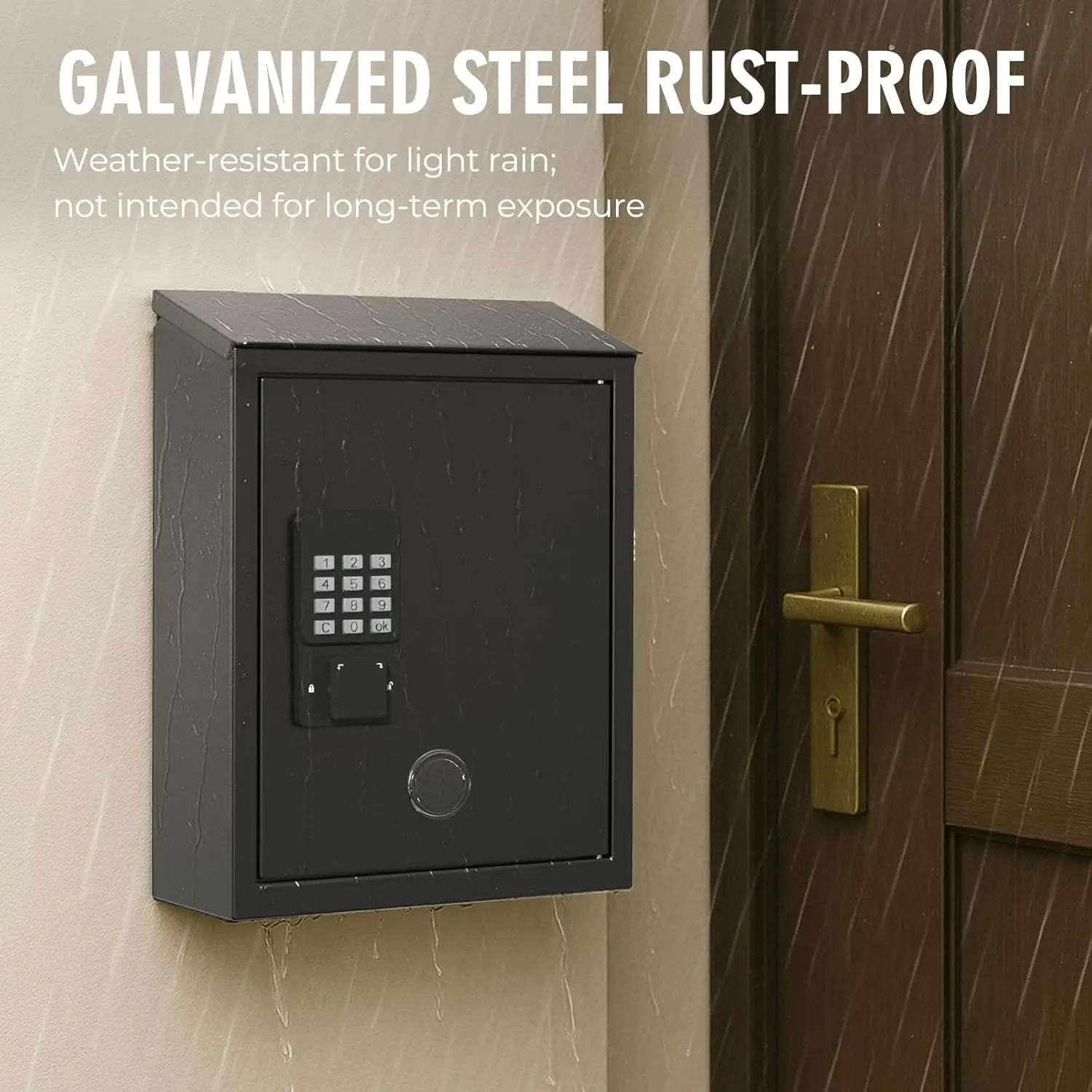 WeHere Outdoor Waterproof Wall Mount Locking Postbox for House Unlock Key Drop Box With Digital Smart Lock Metal Mail Post Box