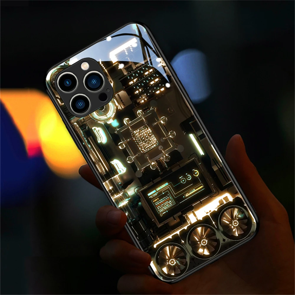Construction Machinery Sound Music Control Led Light Phone Case Glowing Cover For Samsung S26 S25 S24 S23 S22 S21 S20 Plus Ultra