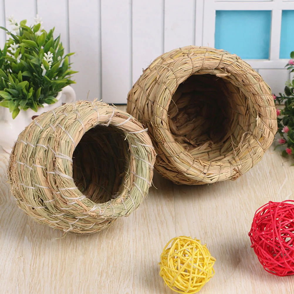 

5Pcs Bird Breeding Nest Straw Craft Durable Safe Natural Bird Nesting Home for Small Birds Canary Parrot Lark Yellowbird
