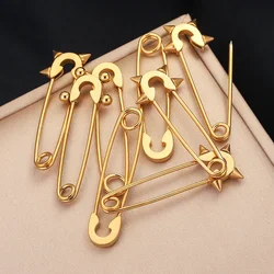 5pcs Stainless Steel Brooch Craft Pins Gold-plated Metal Rectangular Safety for Diy Clothing Accessories Jewelry Making Supplies