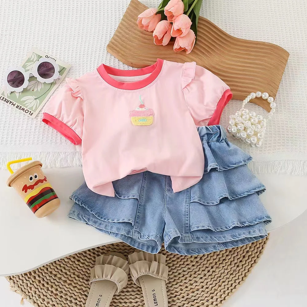 Girls Casual Dresses for Summer Denim Skirt pleated Shorts Girls Clothing Outer Wear Loung wear Children Dresses Kids Clothing