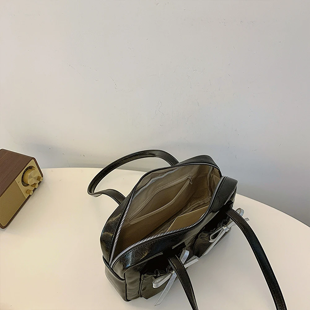 المرأة ربطة القوس فيونكة حقيبة كتف موضة بولي Leather حقيبة جلدية كروسبودي بلون حقيبة هوبو لقضاء عطلة السفر حقيبة الإبط