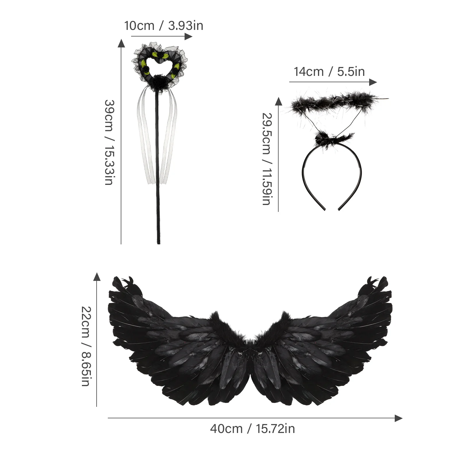 1Set Prop Cosplay Kit Wings Headband Wand for Fancy Party Stage Performance Fairy Wing