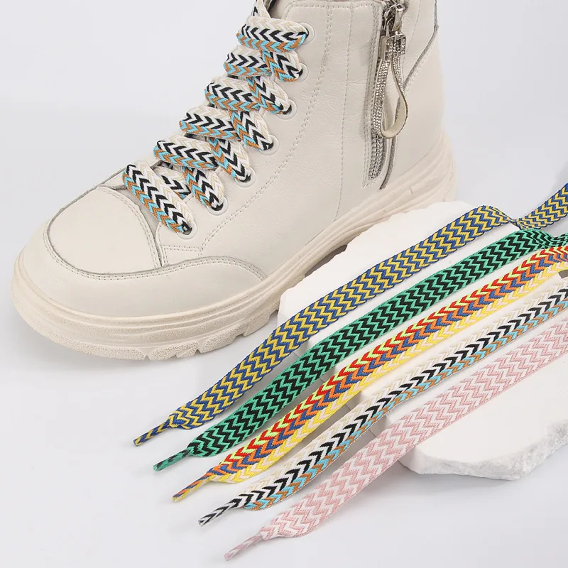 1pair 1.5cm/2cm/3cm wide Precision woven flat shoelaces Fashion Sneakers color Laces Boots shoelace length 120/140/160cm image 2