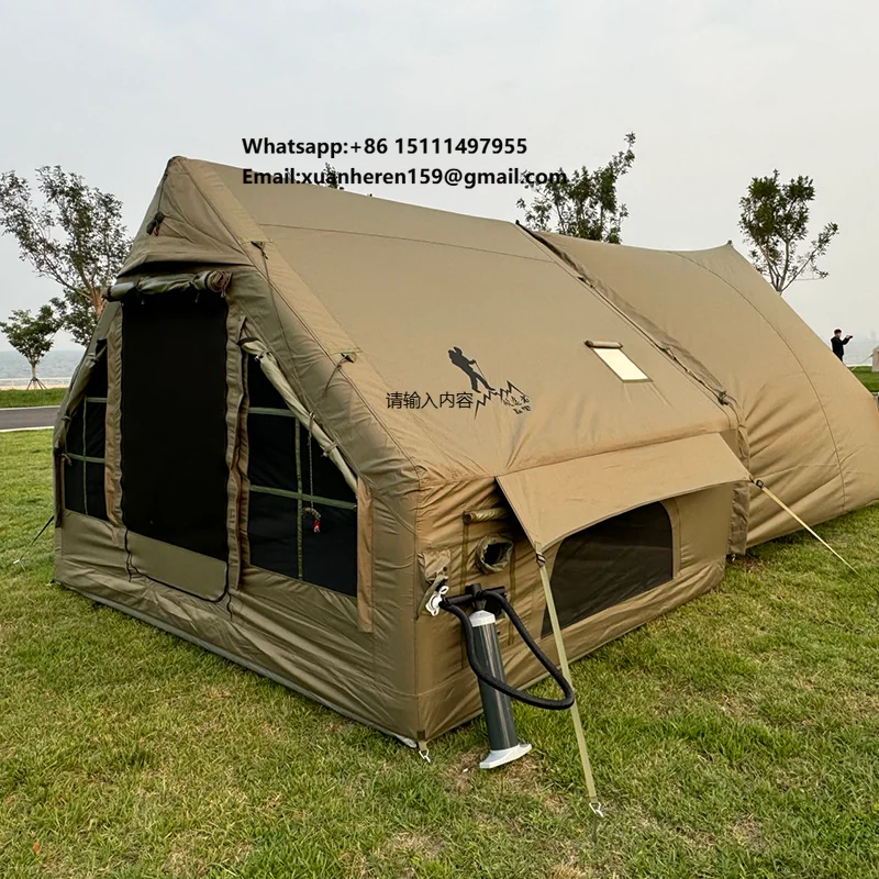 Inflatable Air Tent Oxford Outdoor Waterproof Four Seasons Camping Hiking Inflatable Tent with Quadrangle Tarp
