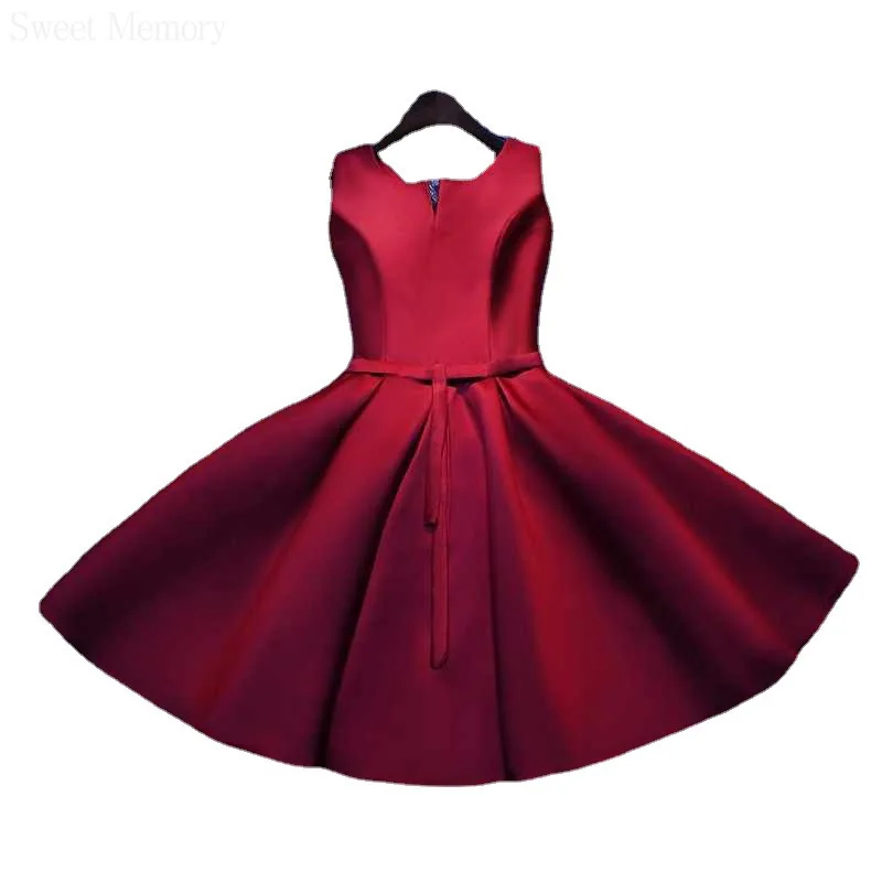 J758 vestidos de satén hechos a medida para graduación, verde, blanco, vino, rojo, champán, gris, dama de honor, vestido de invitados de boda, vestido de fiesta para niña