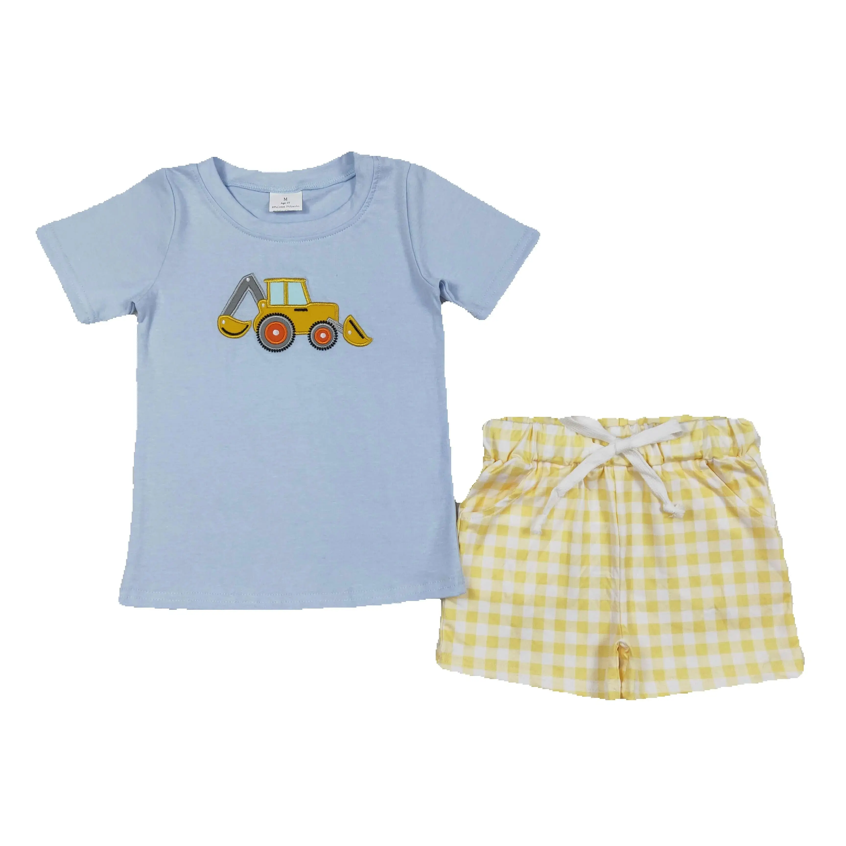 BSSO1117 RTS Boy Summer Outfit emboridery Boy Summer Shorts Set