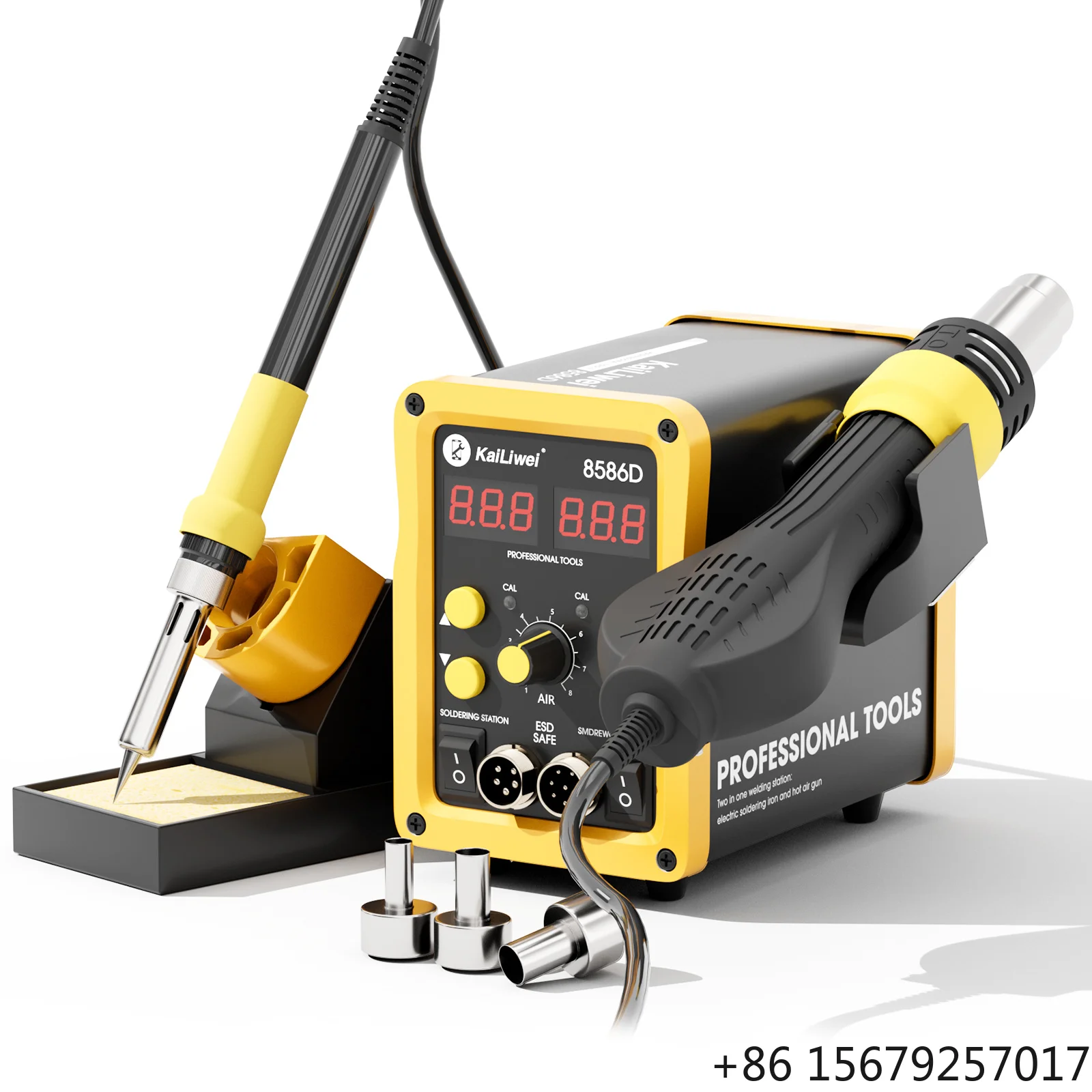 Kailiwei 750W Led Display Rework Solder Iron Digital 2 in 1 Hot Air Gun Welding Soldering Station for Mobile Phone Repair