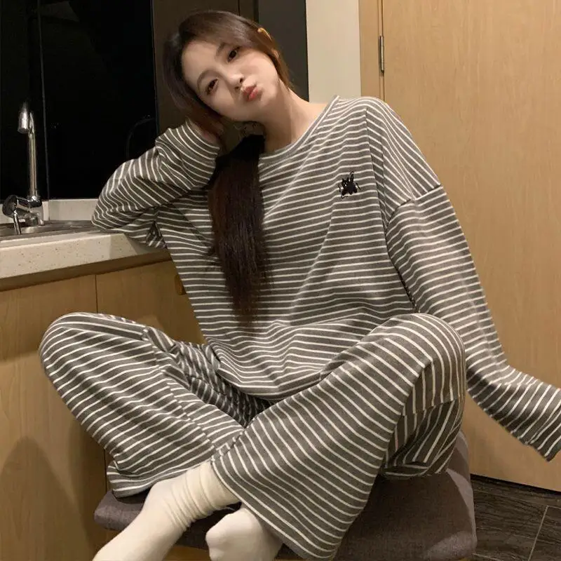 

Women's Pajama Set Girl Winter Homewear Woman Pajamas Suit Pyjama Female Sleepwear Cotton Suits Trousers Sets Sexy Popular