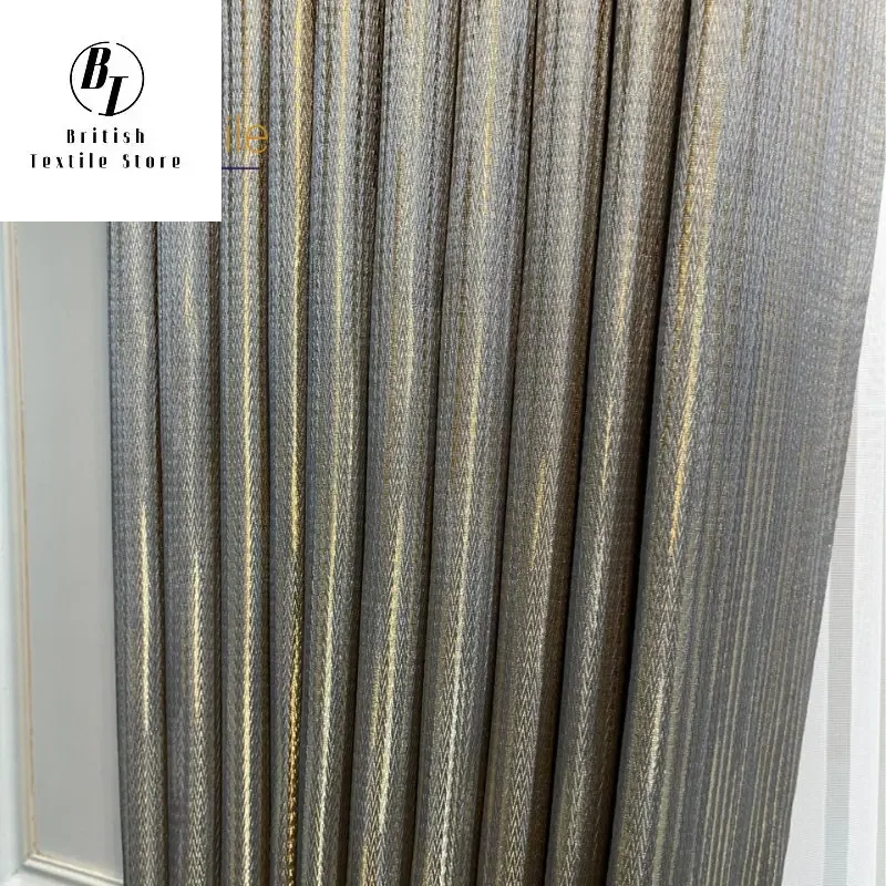 Modern Curtains for Living Dining Room Bedroom Luxury Vertical Gold Thread Jacquard Nordic High-precision Texture Custom Size