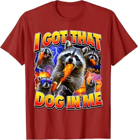 Ich habe diesen Hund in mir, ein Waschbär frisst einen Corn Dog, Bootleg, Vaterwitz, T-Shirt, Y2k, Food Art, Hotdog-Liebhaber, Grafikbekleidung, Damen, Herren, Neuheit – Detail 11