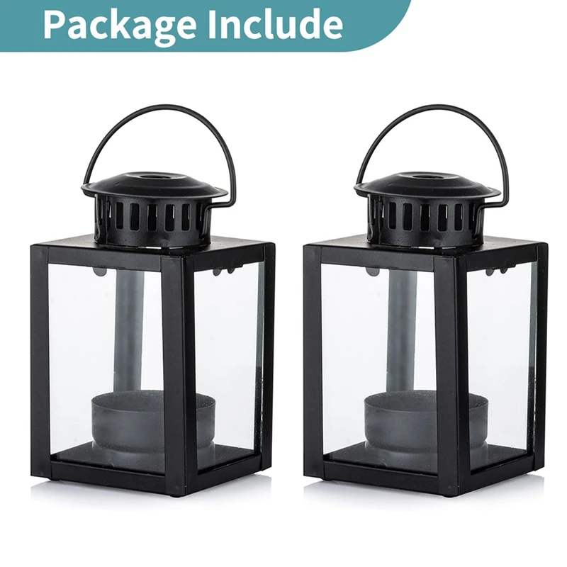 M11K-Lanterns For Candles Garden Lanterns, 2 Pcs Vintage Style Hanging Small Lanterns For Tealight Candle, Tea Light Holders