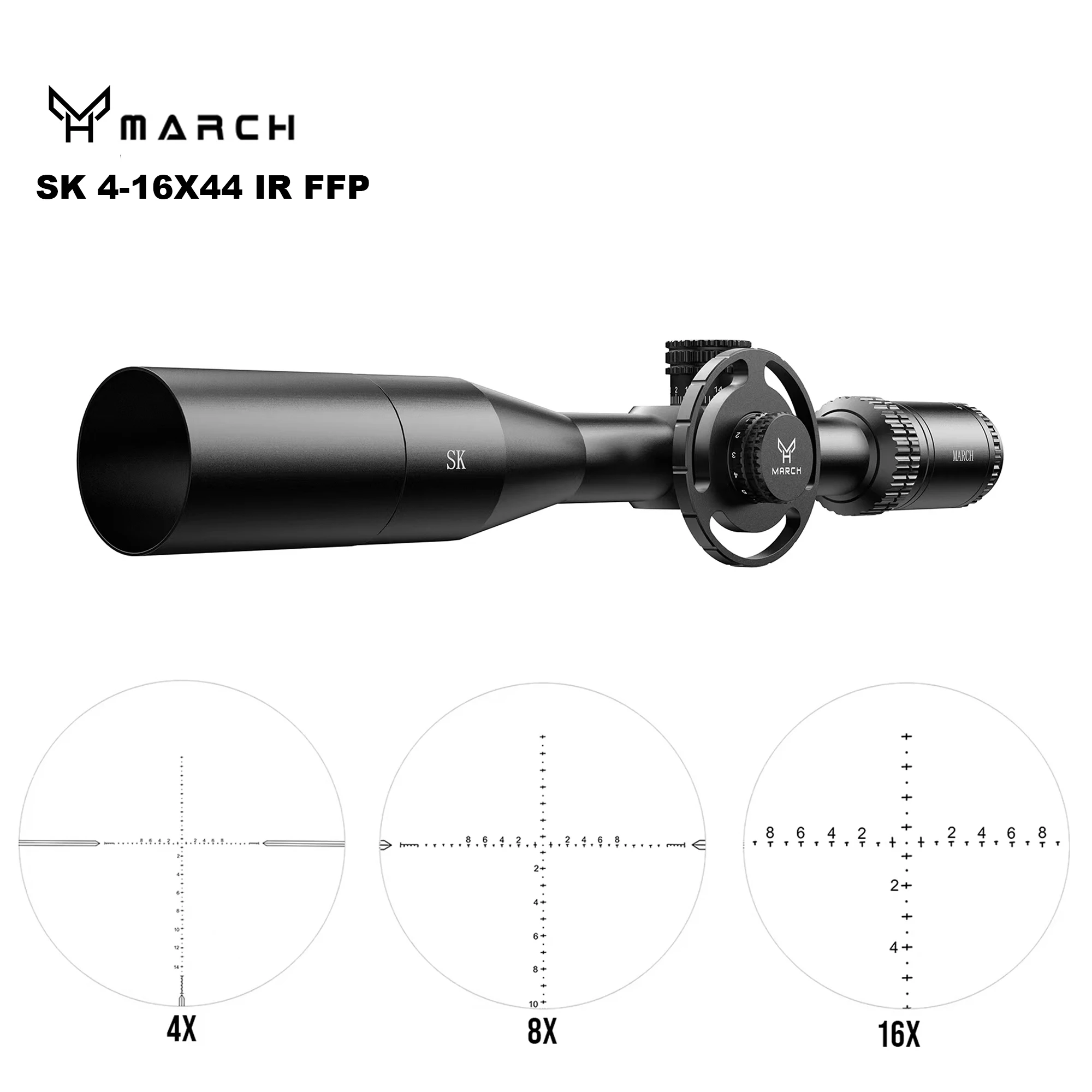 

MARCH SK 4-16x44 FFP Tactical Caza Riflescope 1/4MOA Spotting Lunetas For Hunting Airsoft Optical Sight Carbine Sniper Scope