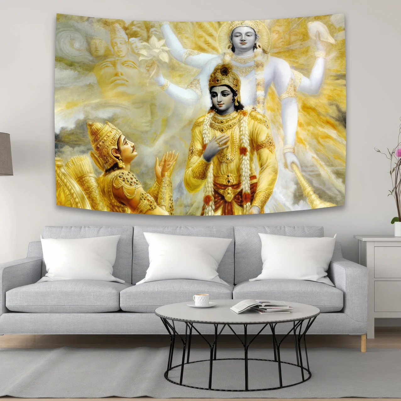 Krishna Preaching Arjuna - Bhagwat Geeta Tapestry Kawaii Room Decor Wall Decorate The Room