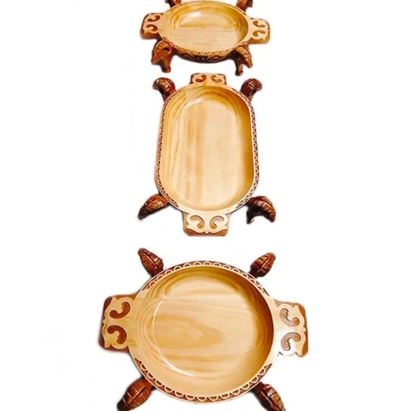 Ethnic, characteristic three-piece set, round plate thickened, wooden high-end