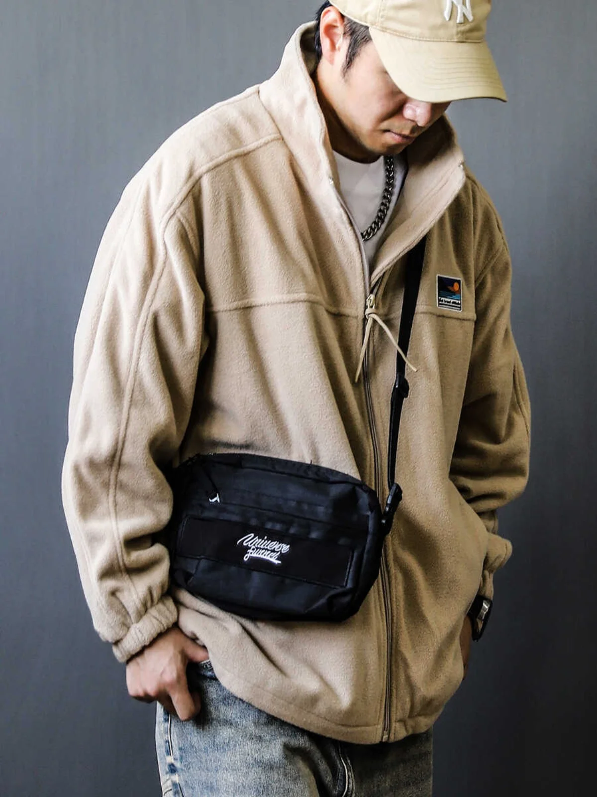 

Мужская теплая куртка-кардиган из плотной ткани с воротником из овечьего меха, свободного кроя, в американском стиле, для весны и осени