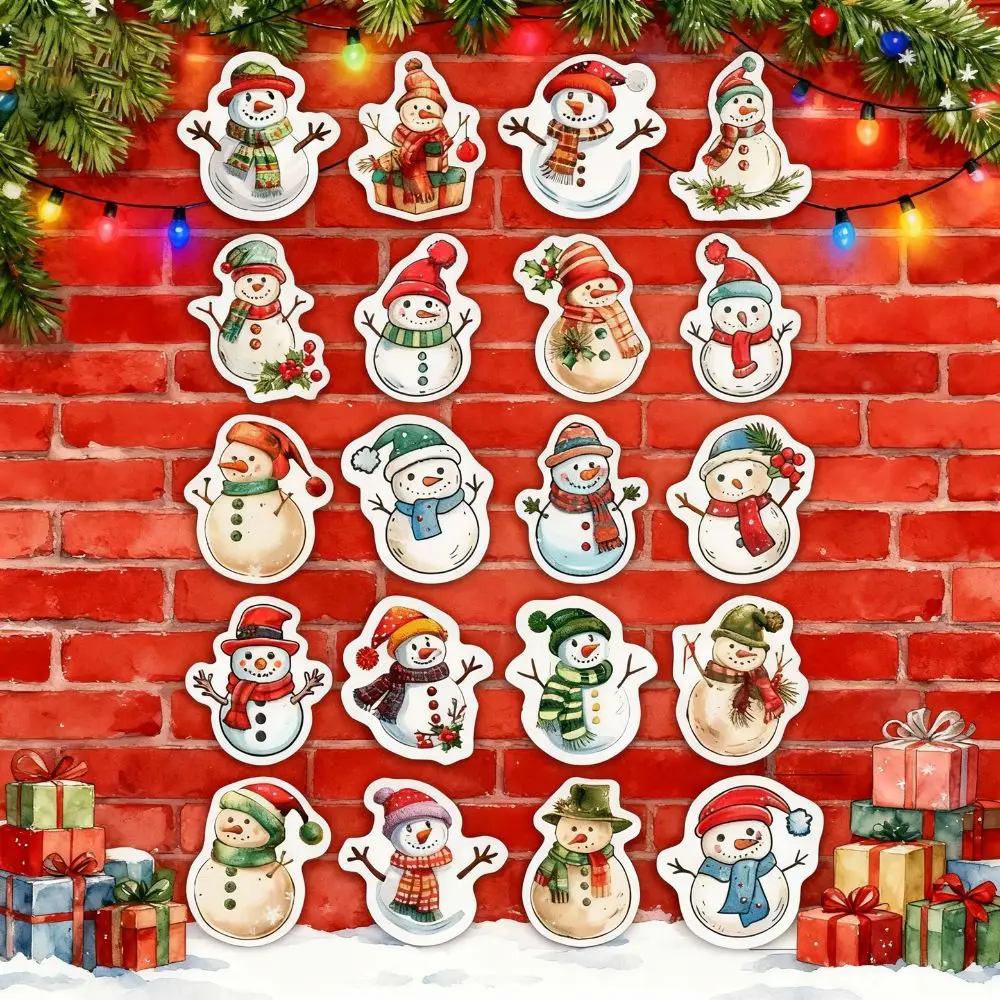 

New 100Pcs Snowman Stickers Irregular Shape Adhesive Christmas Stickers Waterproof Cartoon Gift Tags Winter Party