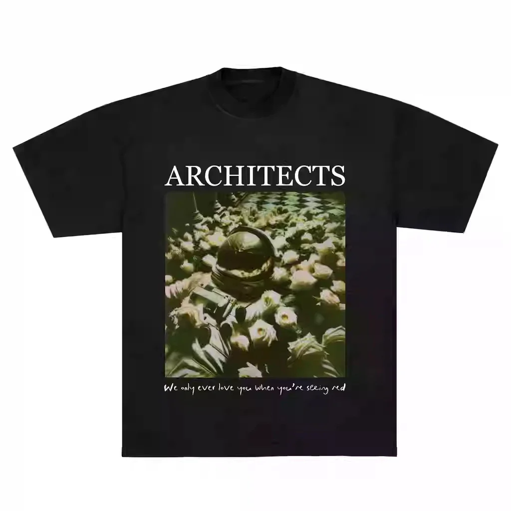 Camiseta masculina arquitetos metal core arquiteto banda larga vintage algodão masculino e feminino manga curta camiseta verão