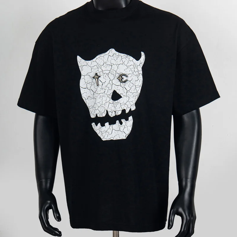 

Футболка Streetwear Trend THUG CLUB Модные повседневные футболки с металлической звездой и луной с принтом трещин и короткими рукавами Thug Club
