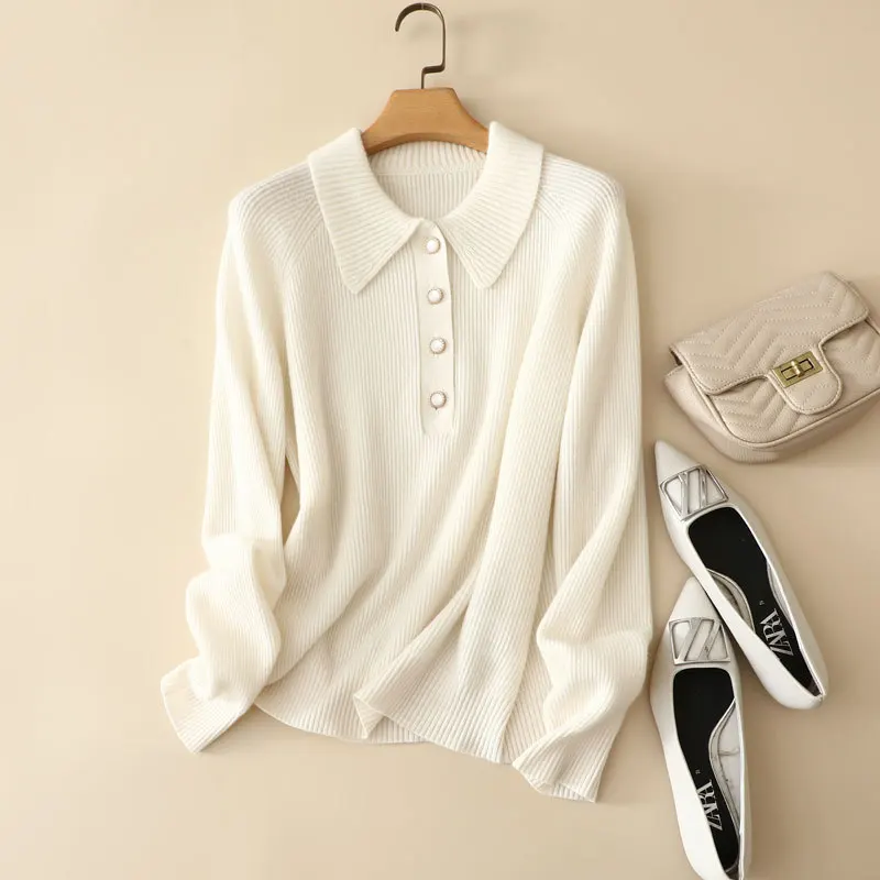 

masigoch autumn winter france new style luxury 100% cashmere ribbed knit polo neck sweaters