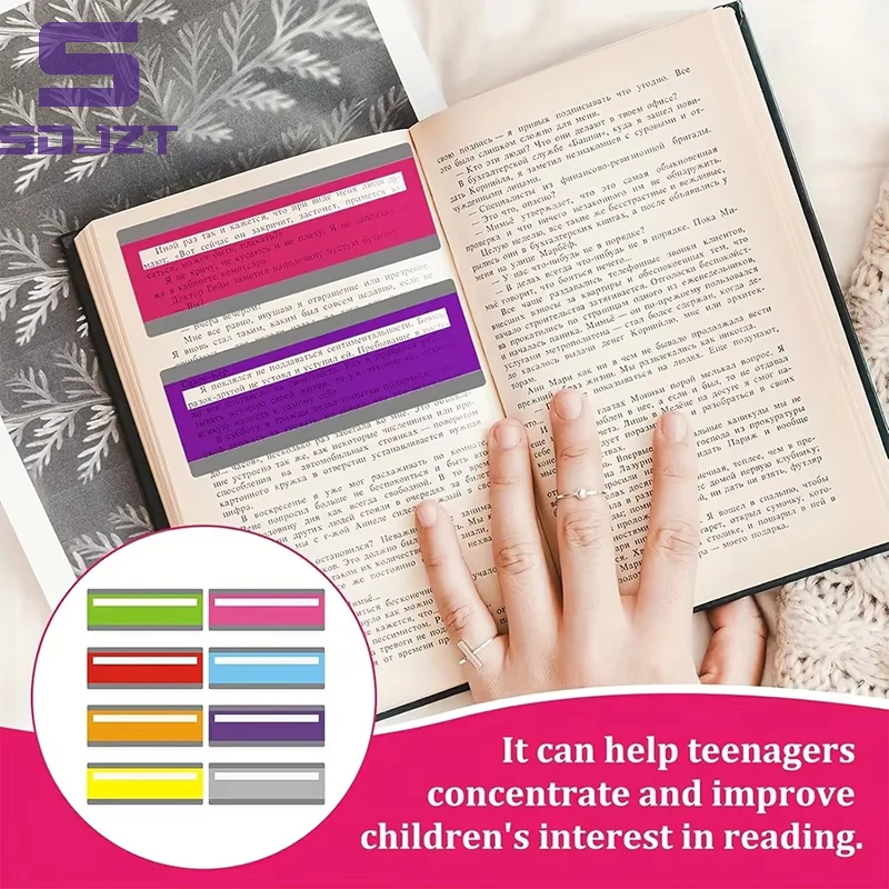 8Pcs Reading Guide Strips Large Highlight Overlay Rulers Multicolor Tracking Tools For Books Study