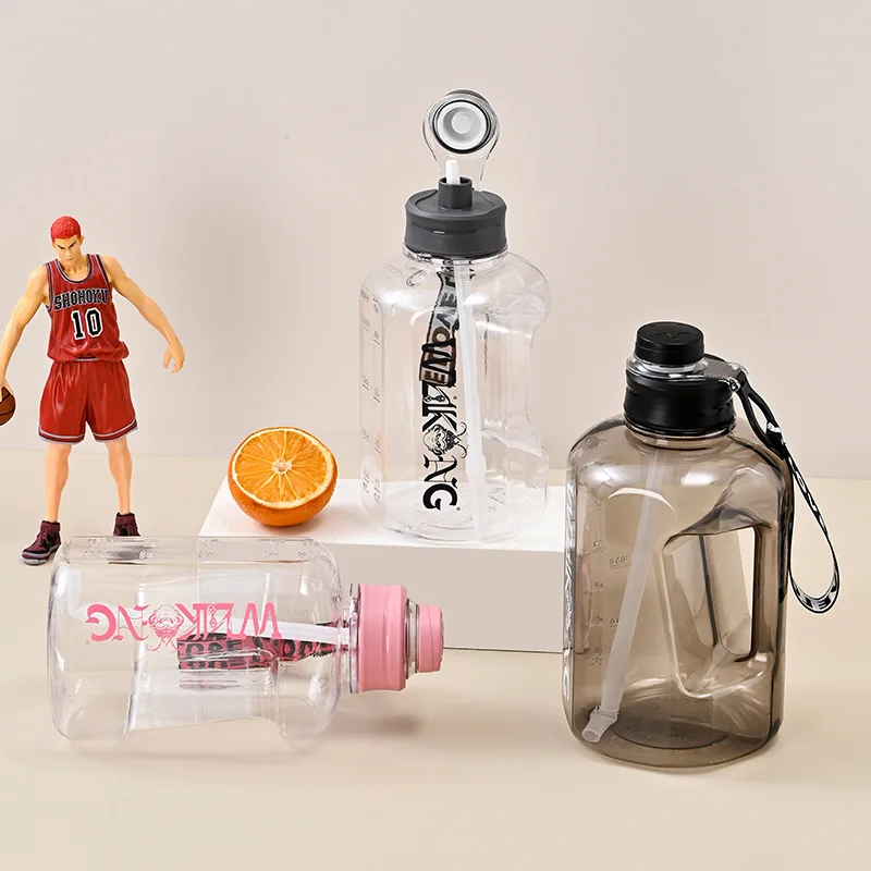 1 Gallon Time Marked Water Bottle - BPA Free Fitness 2.5L Large Gym Water Bottle