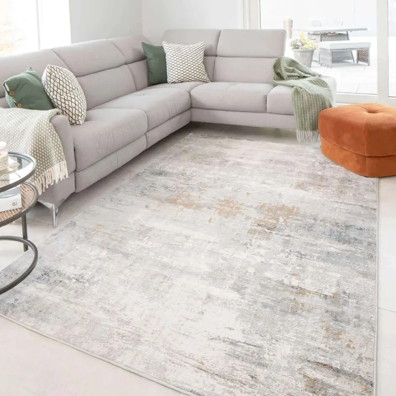 Distressed Warm Neutral Greige Living Room Area Rug Abstract Gray Beige Elegant Bedroom Carpet Versatile Kitchen Hallway Rugs