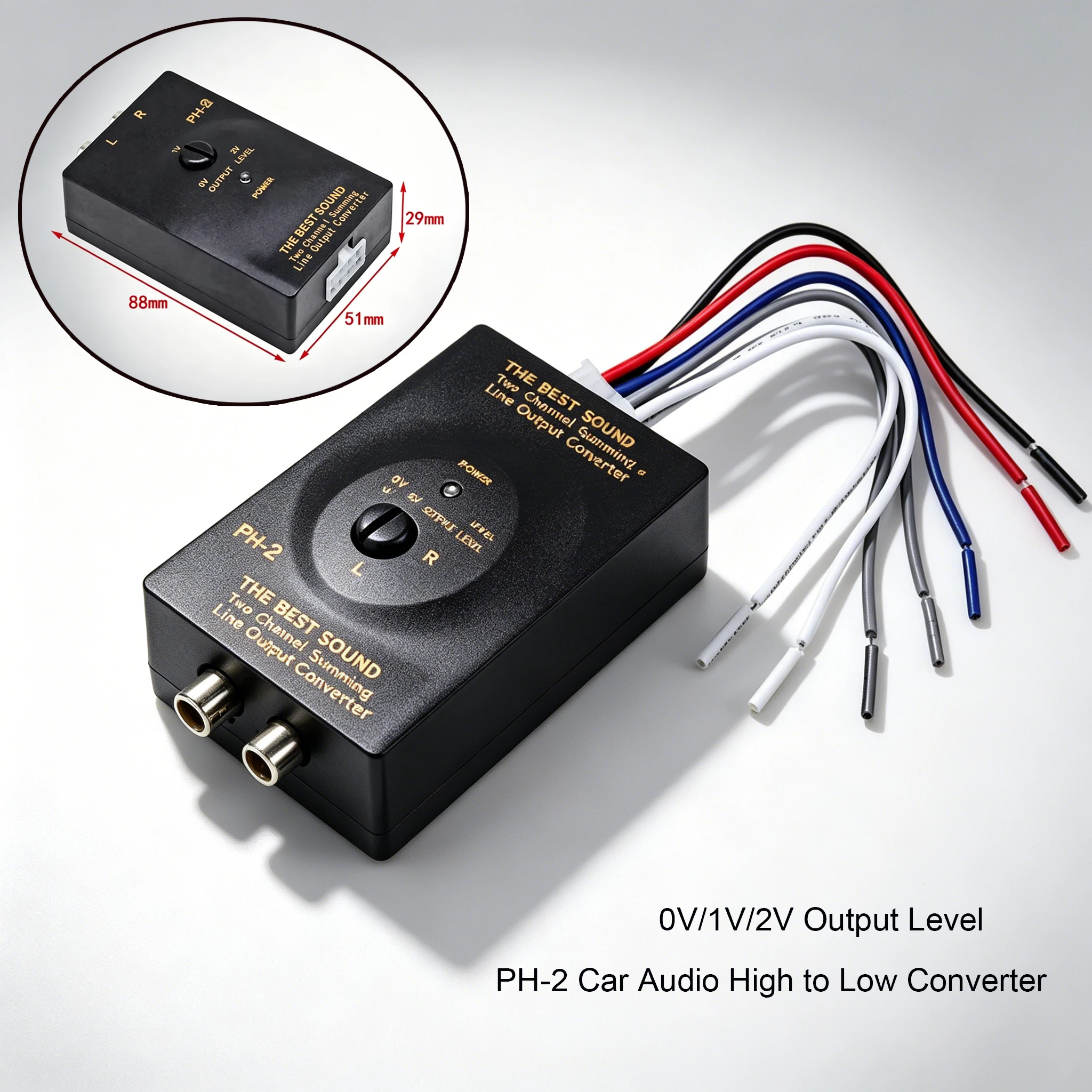 Active High-to-Low Two-Channel Audio Converter Car Audio Box Amplifier Subwoofer Modification Accessory with Delay