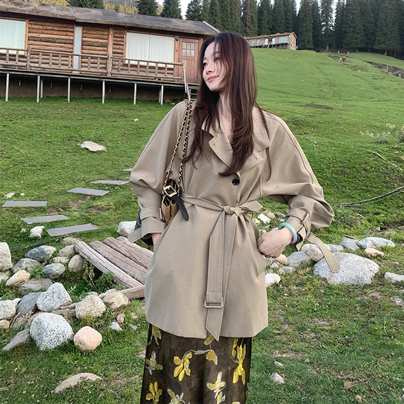 

2025 New Arrival Autumn Women Casual Turn-down Collar Single Breasted A-line Trench Loose Long Sleeve Good Quality Coats T278