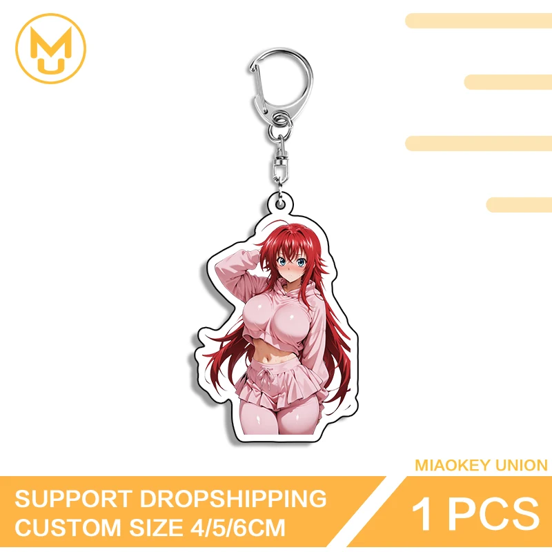 Rias Gremory Key Chains Alluring Y2K Pendant Door Handle Accessories NSFW Red Hair Girl Props Backpack Decoration Collection