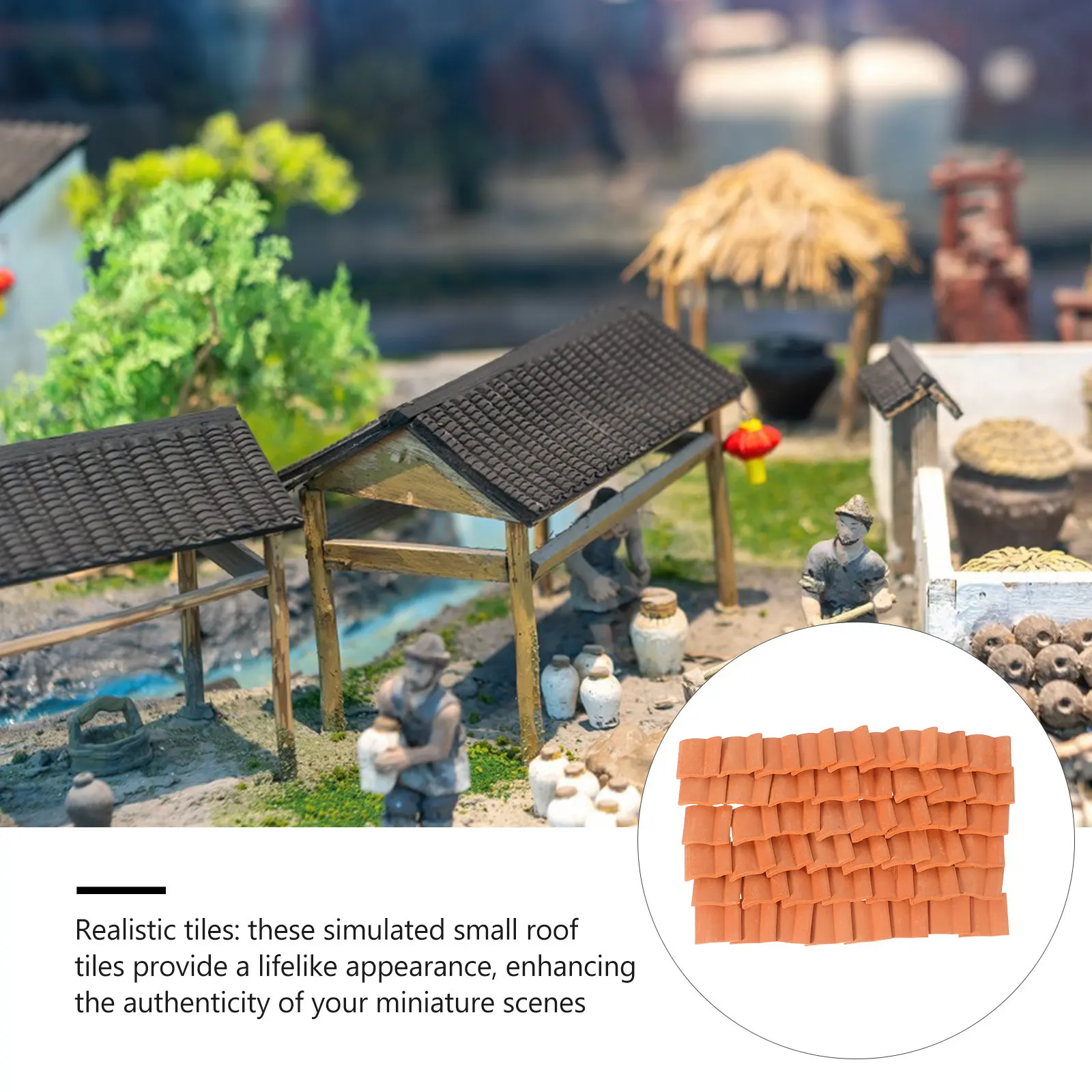 

50Pcs Miniature Roof Tiles Realistic Shingles for Micro Landscape DIY Sand Table Mini House Building Materials