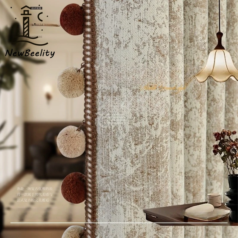 

Шторы блэкаут из жаккардового шенилла с розовым узором, французский ретро-стиль, для гостиной, столовой, спальни, на заказ, роскошный декор