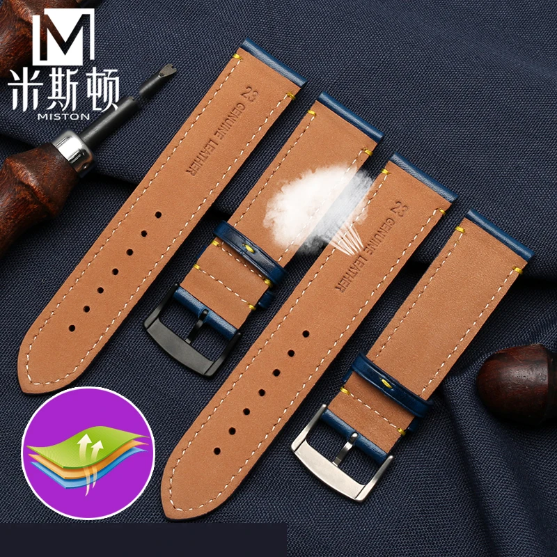 Blue 22mm 23mm watch strap for Citizen Blue Angel leather strap At8020 Air Eagle 2nd generation Jy8078 8035 8085 men watch chain