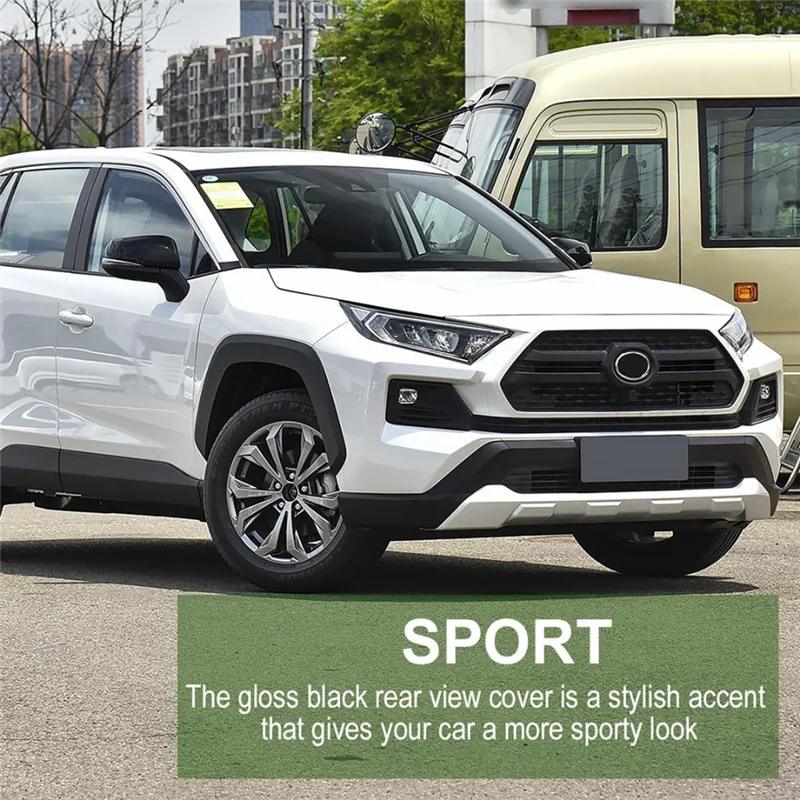 

Для Toyota RAV4 2019-2024 внешняя боковая крышка зеркала заднего вида, боковая накладка на дверь, глянцевый черный запасные части, аксессуары, 2 шт.