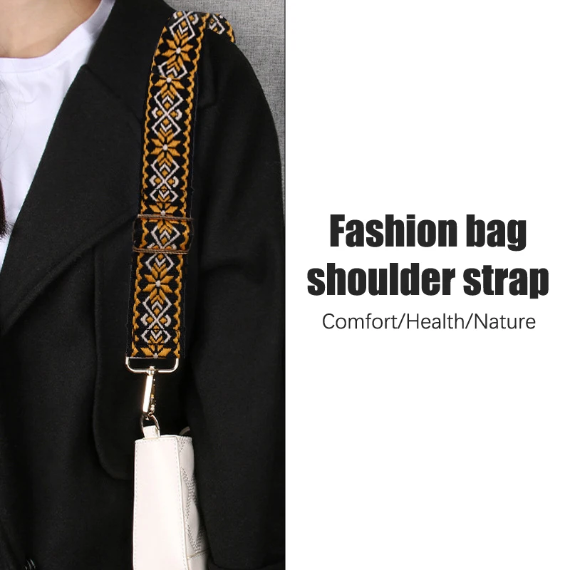 Retro Adjustable Wide Bag Strap Crossbody Shoulder Bag Strap Vintage Fashion Embroidery DIY Replacement Handles Bag Accessories