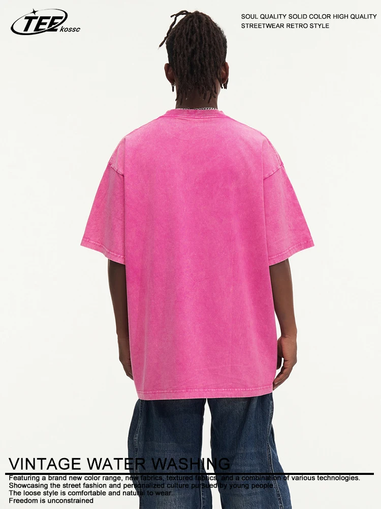 Summer Washed T Shirt Men Women Cotton Loose O-Neck Oversized Tee Couple Korean Y2k Tops Casual Vintage Short Sleeve T-shirt image 2