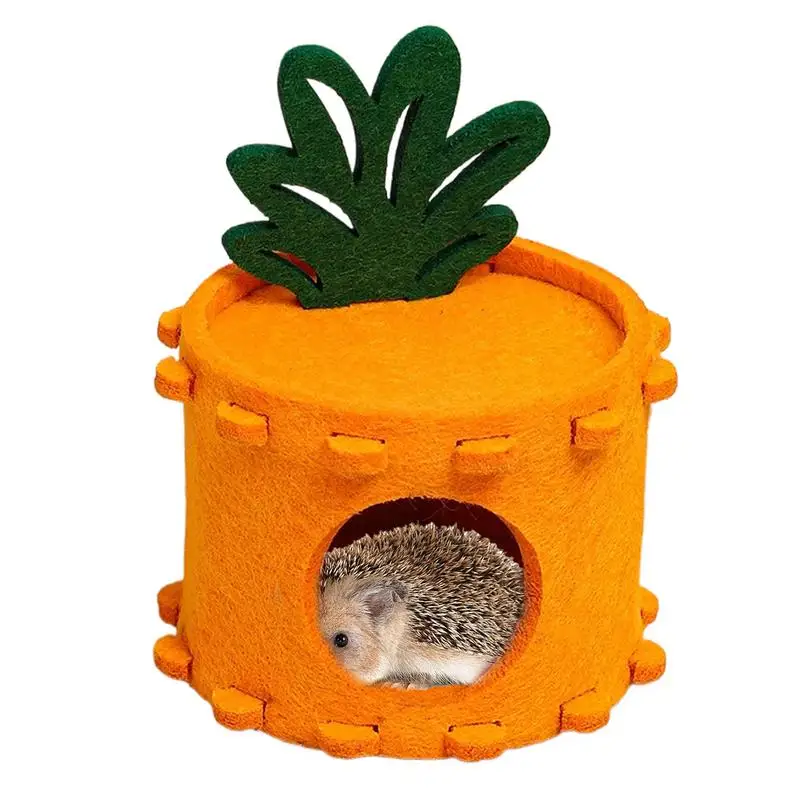 Felt Hamster Bed Soft Pineapple Felt Hamster House Hamster Bed Cute Tunnel Sleeping Nest Hamster Accessories For Chinchilla &