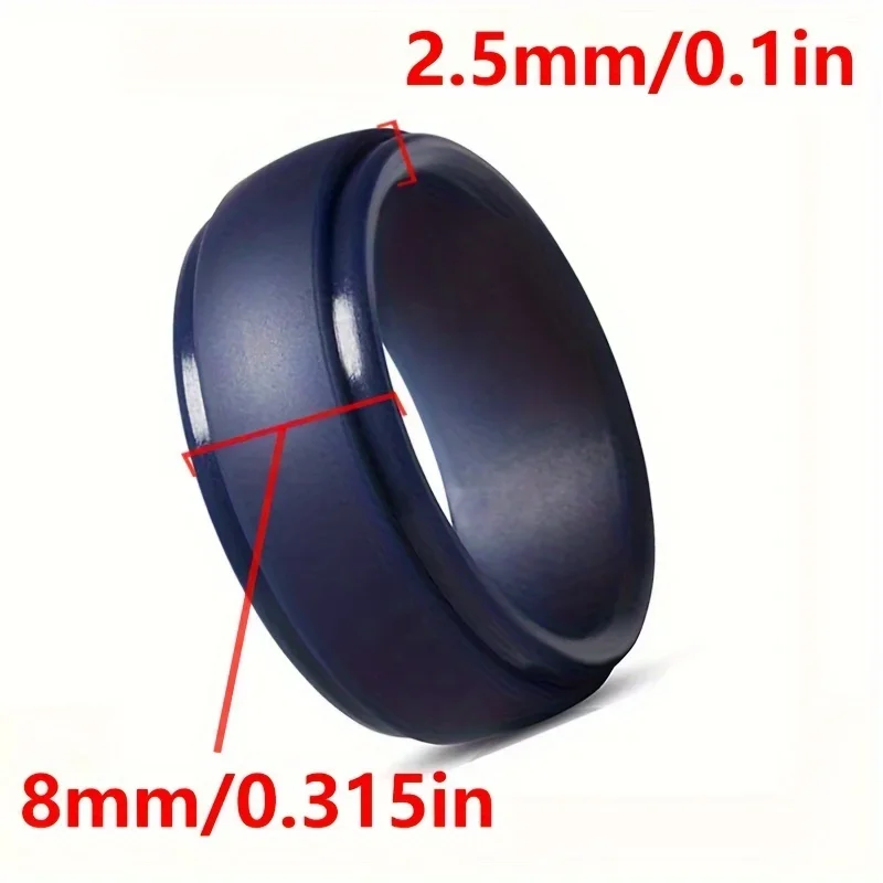 8PCS/Set Premium Silicone Wedding Bands for Men Flexible Comfortable Durable Rubber Rings Perfect for Outdoor Activities Gym