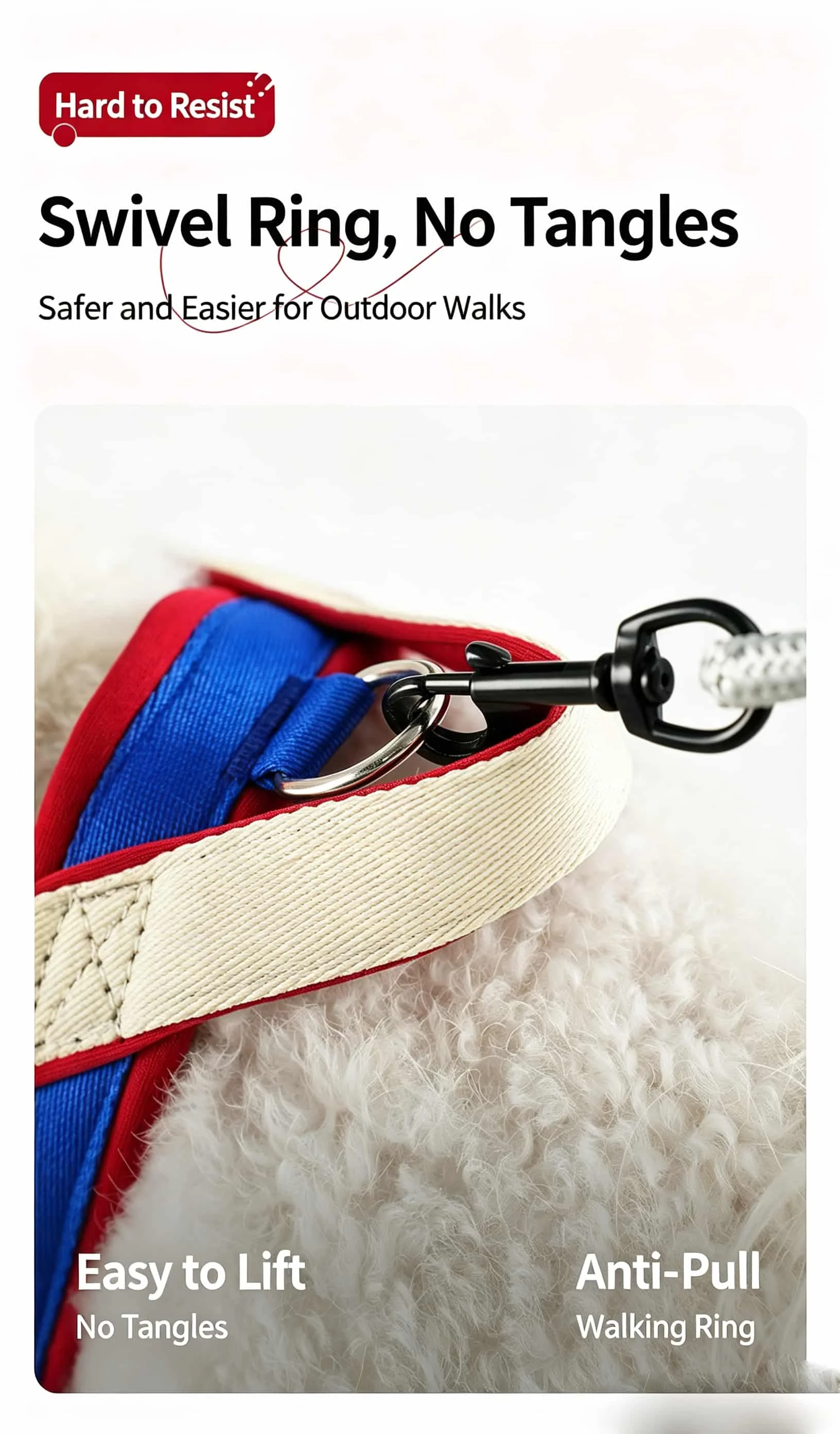 Dual D-Ring Anti Pull Dog Harness One Click Wear No Choke Pet Saddle Vest Harness Adjustable with Leash & Name Tag Ring