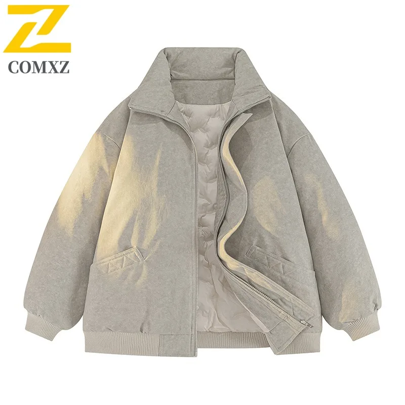 COMXZ High Quality Down Jacket Turndown Collar Windproof Minimalist Work Padded Jacket Business Trip Handsome Men Winter Jacket