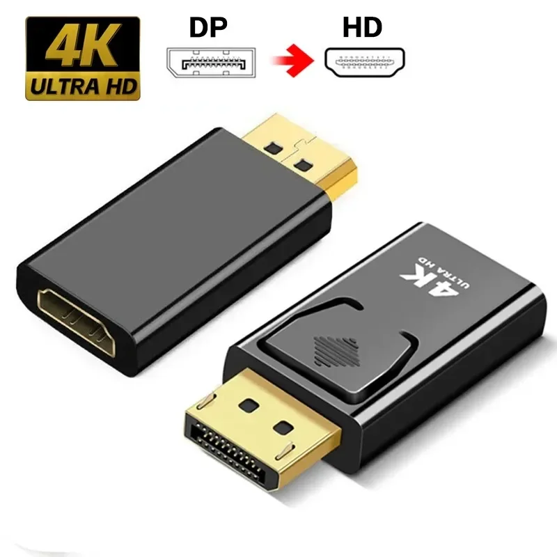 4K DisplayPort إلى HDMI محول DP إلى HDMI محول موصلات مطلية بالذهب مزامنة الصوت والفيديو لشاشة الكمبيوتر المحمول PS5