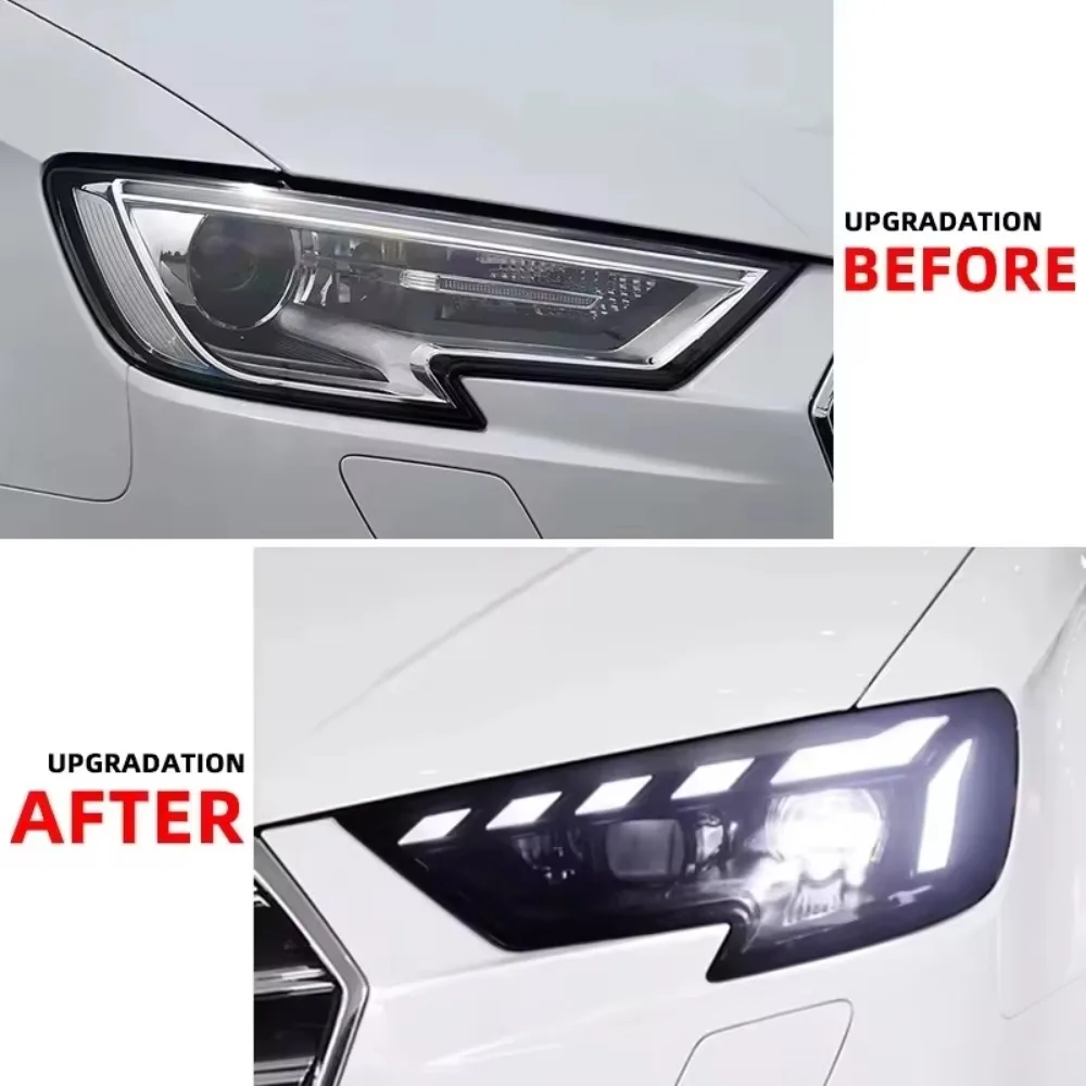 HETOP A3 S3 Headlight 2017-2020 Upgrade Headlights LED Angel Eye Lamp Modified Front Turn Signals Daytime Running Light for Audi