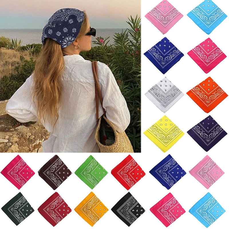 Kadın kızlar çocuklar için moda eşarp Bandana Headwraps Vintage dört mevsim kare saç Scarve spor Hairscarf Bohemian Headbands