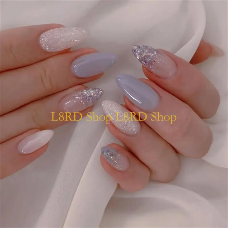 

L8RD 24pcs Almond Shaped False Acrylic Artificial with Full Coverage on for Everyday Use