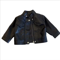 2025 Spring Autumn Children Turtleneck Leather Coats Korean Version Baby Boys Girls Casual Motorcycle Leather Jacket Outwear