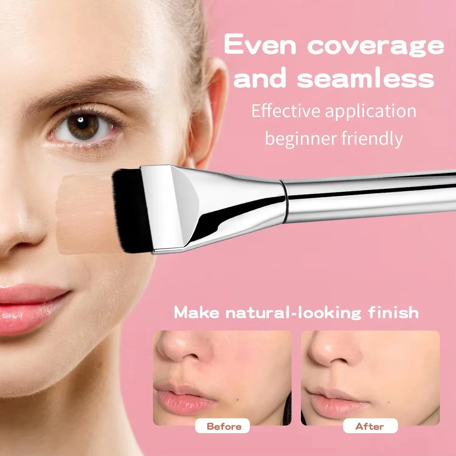 فرشاة كريم أساس رفيعة للغاية، فرشاة كونتور للوجه خفيفة الوزن ورقيقة، فرش مكياج، فرشاة كونتور مسطحة، كريم أساس مزج #5