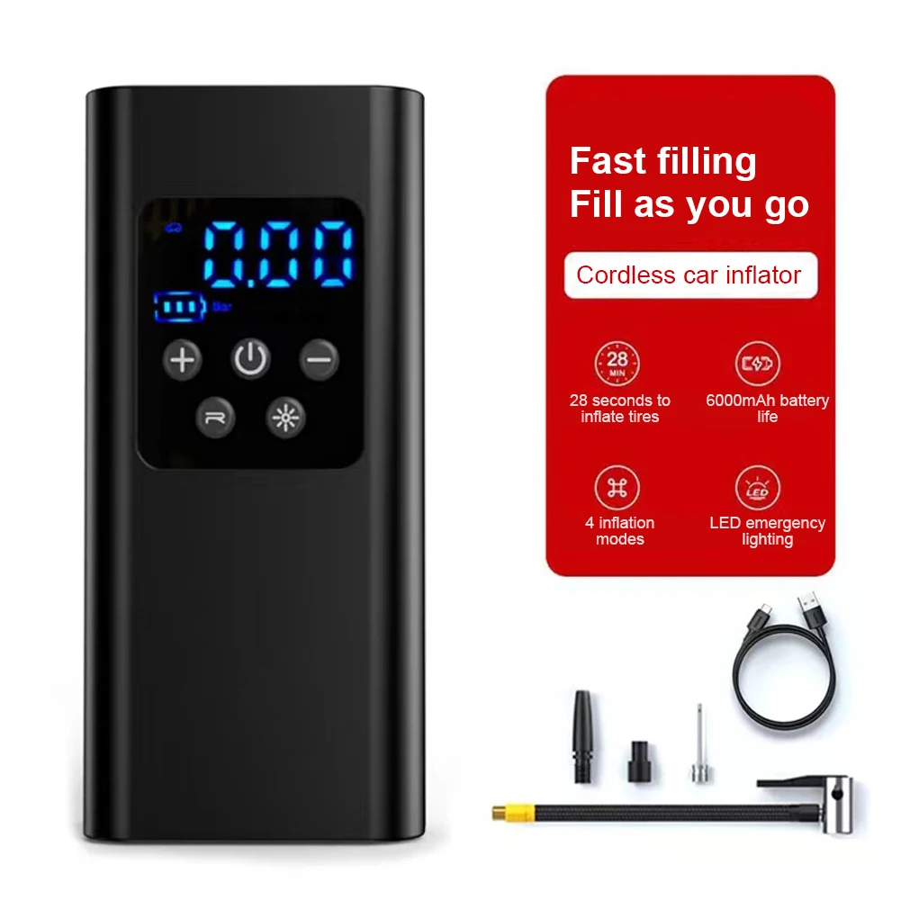 

Надувной насос для автомобильных шин 150PSI, цифровой надувной насос, ЖК-цифровой дисплей со светодиодной подсветкой для автомобилей, мотоциклов, велосипедов