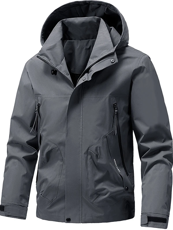 

Мужская повседневная куртка с капюшоном, водонепроницаемая спортивная ветровка свободного кроя из полиэстера для молодежи, на каждый день, осень 2025