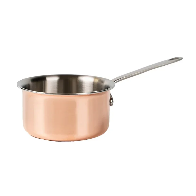 Luxurious Mirror Copper Milk Pot, Baby Food Cooking Pot, Spill-Proof Design Ideal for Hot Milk and Household Use, Stylish Design