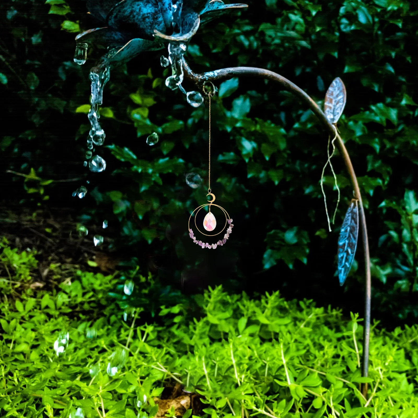 

Crystal Sun Catcher Wind Chime Hanging Prism Colorful Garden Window Balcony Home Decor Reflecting Light Ornament